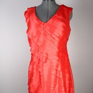 London Times Woman Size 14 Orange Tiered Formal